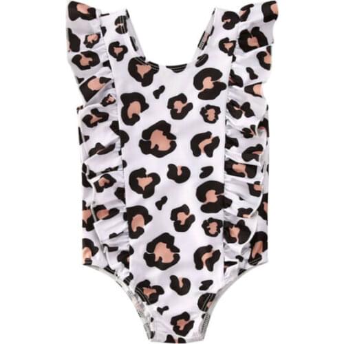 Kids Baby One-Piece Suits Summer Girl Ruffle Print Bikini Swimwear Swimsuit Bathing Beach Beach Wear Sleeveless Print Ruffles