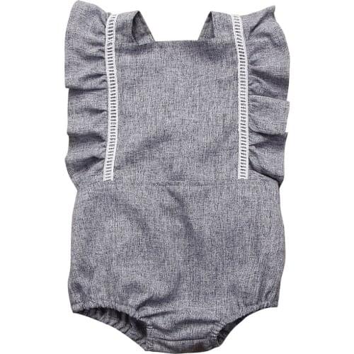 Toddler Baby Girls Lace Flower Backless Sleeveless Bodysuit Jumpsuit Outfit Clothes Size 0-24M