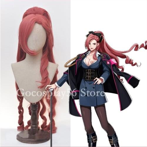 DRB Division Rap Battle Kadenokōji Ichijiku Wig HIP HOP RAP TDD 100cm Long Curly Pink Hair Ponytail Cosplay Halloween Role Play