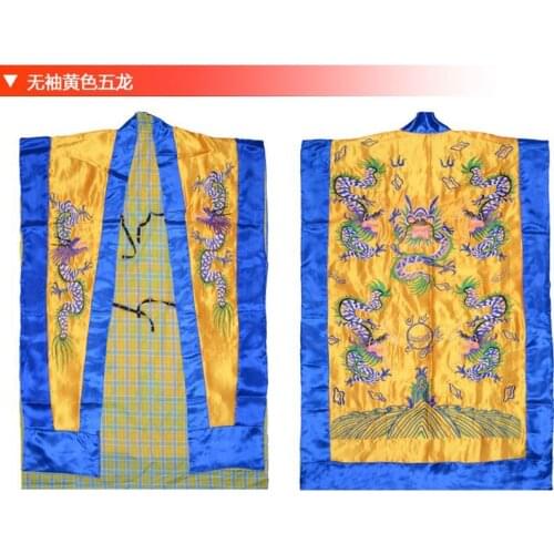Unisex High Quality Yellow/Red Sleeveless Vestment Embroidery Taiji Taoism Clothing Taoist Robe Gown Cassock Garment