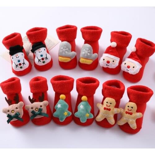 Bobora Baby Girls Boys Toddler Cartoon Non-slip Cotton Floor Socks Animal Pattern First Walker Shoes For Newborns