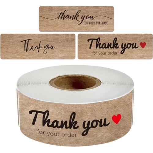 Kraft Paper Thank You Stickers Gift Sealing Labels Thank You For Your Order Stickers Small Business Adhesive Package Long Label