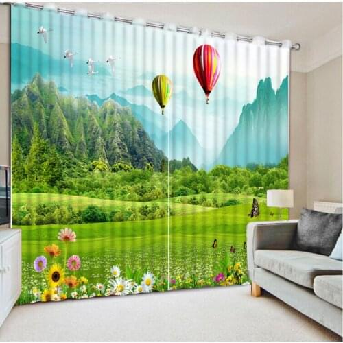 Beautiful Photo Fashion Customized 3D Curtains Natural scenery balloon 3d Curtains Blackout for Living Room Kids Bedroom Fabric