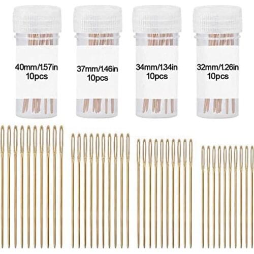 MIUSIE 40 Pcs Large Eye Sewing Needles,Handmade Leather Needle Embroidery Thread Needle, Stainless Steel Yarn Knitting Needles