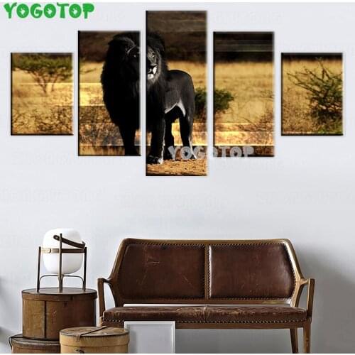 5 Pieces Animal Black Lion diamond painting cross-stitch Full drill 5d diy mosaic diamond embroidery puzzle,Wall Art ML1521