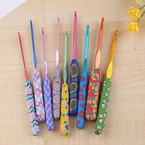 8/9pcs Knitting Needles Sewing Hand Crochet Hook Set Kit Ceramic Handle Needles Aluminum Crochet Hooks Set Weaving Sewing Braid