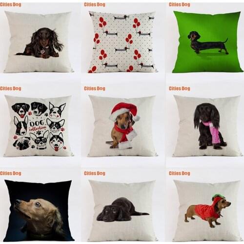 Decorative pillows cushion covers new 18Year decoration gift Animal Dachshund dog Linen 35x35 45x45 55x55cm Pillowcase almofada