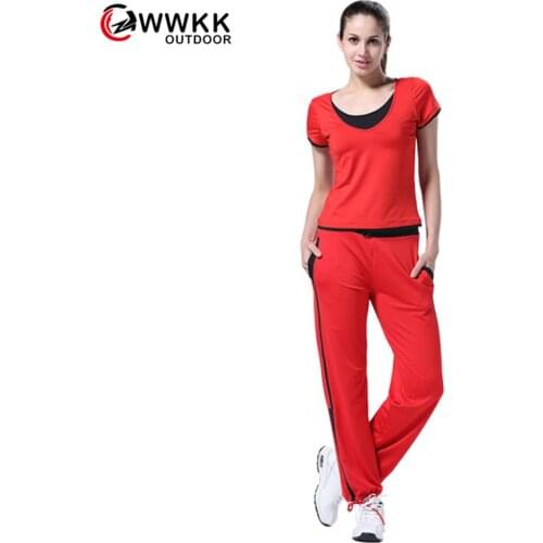 WWKK New Womens sportswear Yoga Set Fitness Gym Clothes Running Tennis Tee Shirt+Pants Yoga Leggings Jogging Workout Sport Suit