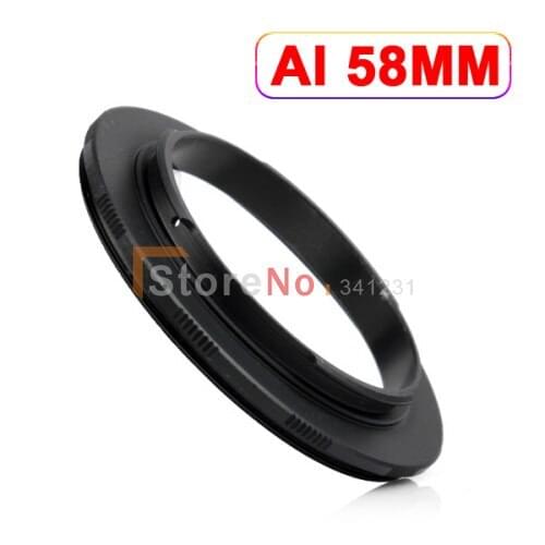 New black AI-58mm 58mm Macro Reverse Lens Ring Adapter for AI Mount DSLR and Film SLR