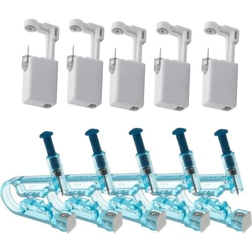 5pcs Ear Piercing Gun Kit Disposable Disinfect Safety Earring Piercer Machine Studs Nose Clip Body Jewelry Piercing Tool Guns