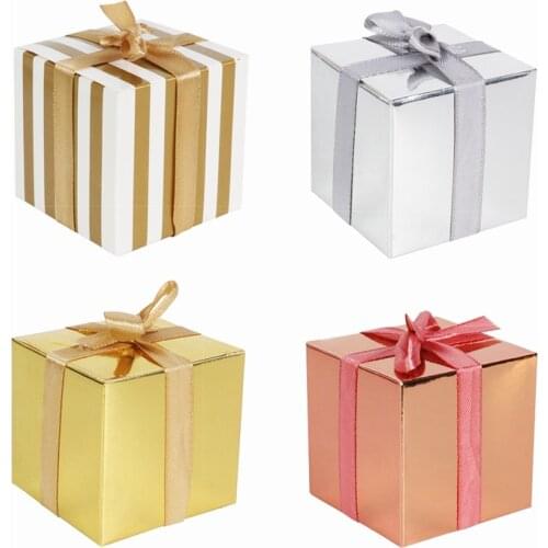 20pcs paper gift box solid color rose gold packing chocolate candy box birthday party wedding decoration DIY box party supplies