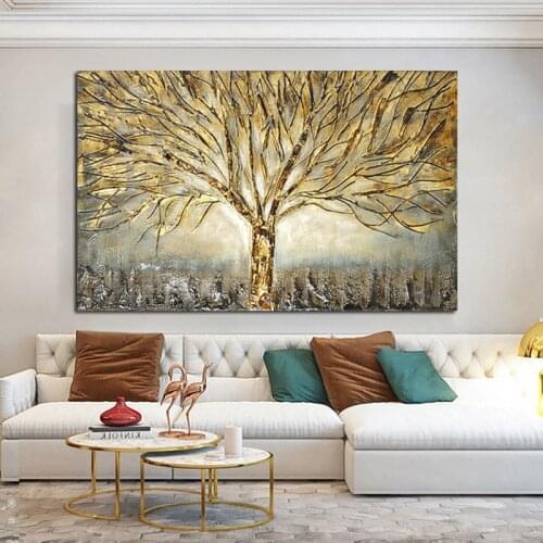 Gold Tree Poster Canvas Painting Abstract Pictures for Home Wall Art for Living Room Decoration Posters and Prints Wall Decor