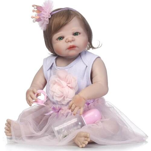 57cm Full Silicone Vinyl Reborn Baby Doll Princess Realistic Newborn GIRL Bebes reborn toddler Alive Children Birthday Gift