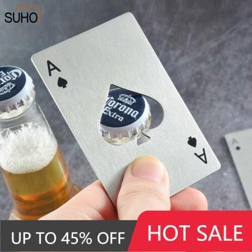 Silver Poker Card Stainless Steel Spades Creative Poker Shaped Bottle Opener Suits for Wallet Beer Bottle Opener Beer Starter
