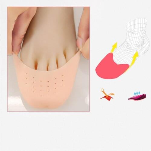 1 Pair Silicone Gel Dance Point Pads for Ballet Dancing Foot Tip Protector with Air Hole Breathable Sole Shock Absorbing Inserts