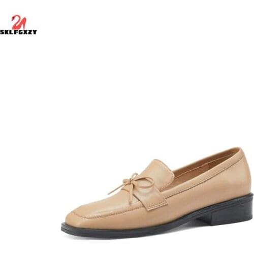 SKLFGXZY Ms. Leisure Leather Shoes Women Genuine Leather Cowhide Women Shoes Wedding Party Shoes Oxford Shoes