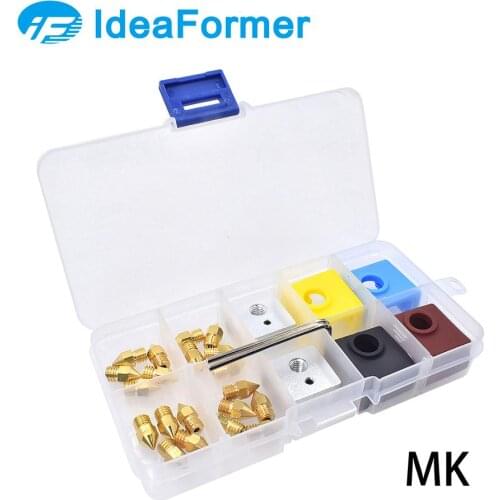 3D printer parts 1 set MK/V6 heat block kit with Nozzle+Heat Block+Silicone Sock+Allen Key size 1.75mm For A8 CR-10 Ender 3