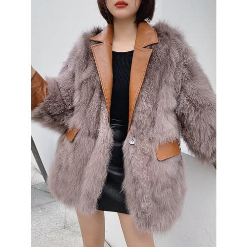2020 New Winter Jacket Women Real Fox Fur Coat Genuine Sheep Leather Coats and Jackets Fashion Outwwear Streetwear