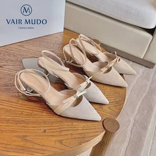 VAIR MUDO Women Pumps Shoes Fashion High Heels Pointed Toe High Heels Mary Janes Casual Genuine Leather Spring Autumn Shoes D236