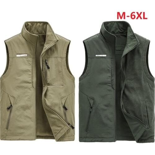 Tactical Mens Vest Multi Pocket Outdoor Photographer Hiking Waistcoat Fishing Thick Sleeveless Jackets reversible clothes M-6XL