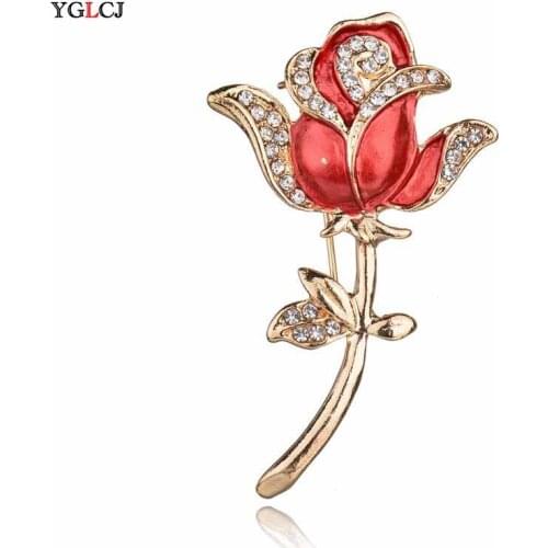 1PC Rose Metal Brooch Clothing Accessories Wedding Bridal Jewelry Men / Ladies Crystal Brooch 2020 Fashion Gifts