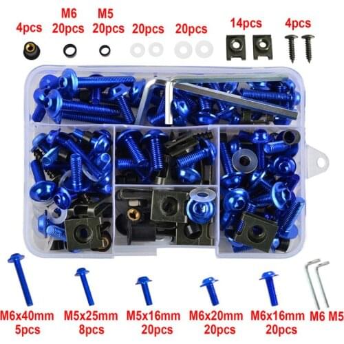 177PCS/Set CNC Alloy M6 M5 Fairing Bolts Kit Bodywork Screws Nut For Motorcycle 6 colors F19A
