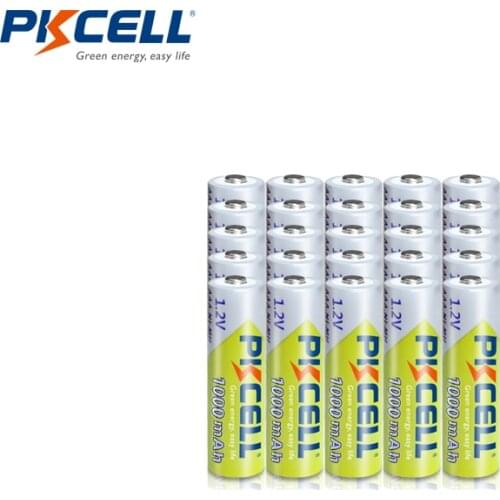 20pcs PKCELL AAA Battery 1000mAh 3A Ni-MH AAA Rechargeable Battery Batteries 1.2V NIMH Baterias for Camera Flashlights Toys