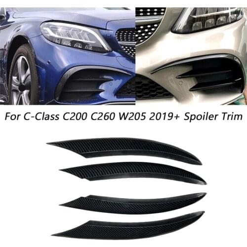 4Pcs Carbon Fiber Car Front Bumper Spoiler Fog Lamp Grille Trim Cover for Mercedes-Benz C-Class C200 C260 W205 2019