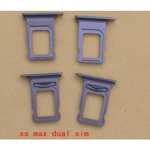 50X ORIGINAL For iPhone XS MAX Dual Nano Single Sim Card Reader Connector Tray Socket Holder Slot Adapter with Rubber Sealing