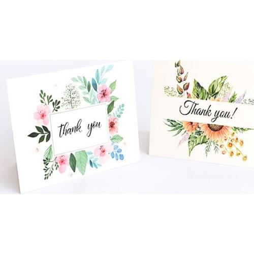6pcs/set contracted flowers greeting card a suit thanks card invitation comes with a small postcard