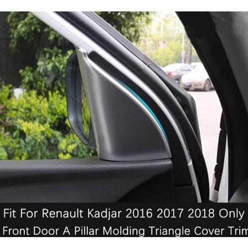 ABS Chrome Front Door A Pillar Molding Triangle Cover Trim 1 pair For Renault Kadjar 2016 2017 2018 Matte Silver / Carbon Fiber