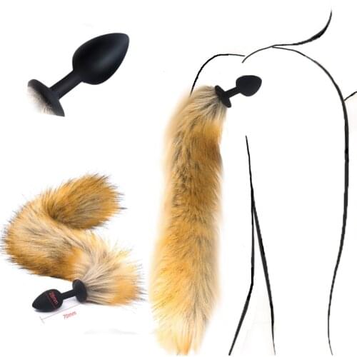 Anal Plug with Fox Tail Silicone Butt Plug Couple Adult Game Intimate Goods Anal Tail Plug Anus Dilator Flirting Erotic Sex Toys