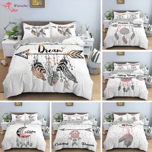 Elegant Dream Catcher Bedding Set Bohemian Duvet Cover King Queen 220x240 Ethnic Feather Quilt Cover Winter Comforter Bed Covers