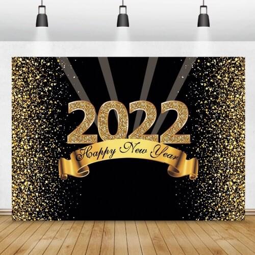 2022 Happy New Year Celebration Gold Dots Photo Backdrop Christmas Party Customized Portrait Photozone Photography Background