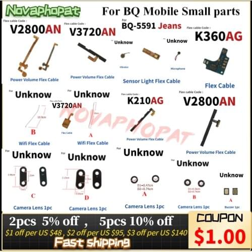 For BQ Mobile Power On Off Volume Up Down Buttons Microphone MIC Flex Cable Camera Glass Lens Wifi Antenna Vibrator Sensor Light