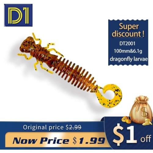 D1 Dragonfly Larva Best Price Bionic Fishing Larva Soft Lure Fly fishing 100mm 6.1g Plastic Baits for bass pike zander trout