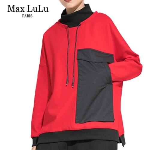 Max LuLu 2020 Fashion European Style Ladies Spring Sweatshirts Womens Patchwork Hoodies Casual Punk Turtleneck Clothes Plus Size