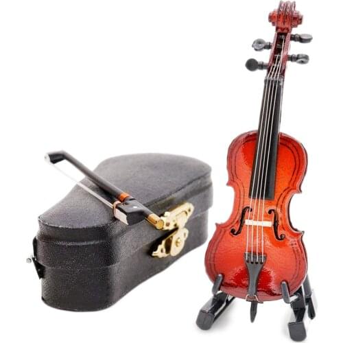 Odoria 1:12 Miniature Wooden Cello with Bow Stand and Case Unplayable Musical Instrument Model Set Dollhouse Accessories Decor