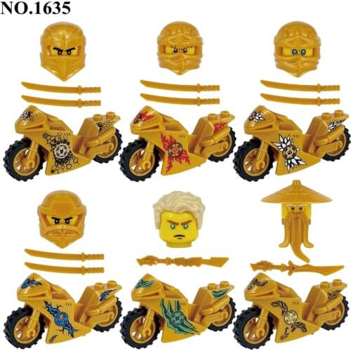 6Pcs/set Nin Motorcycle Jajago Team Building Blocks Kit Bricks Set Classic Mini Movie Figures Model Kid Toys For Children