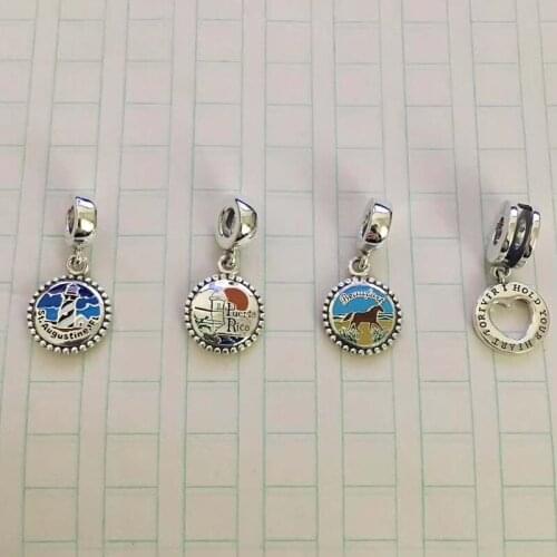 2020 New 925 Sterling Silver Puerto Rico St. Augustine, I Will Always Have Your Heart Charm Diy Original Female Jewelry Gift