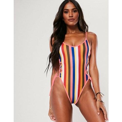 New Style Sexy Women One-Piece Swimsuit Beachwear Swimwear Push-up Monokini Bikini Bathing Bandage Stripe Fashion Hot 2019
