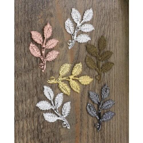 Wholesale 32*50MM 50pcs/lot 7 Colors European Leaf Charms DIY Jewelry Materials Vintage Branch Leaf Pendant Charms finding