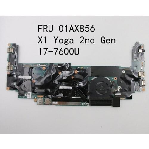 Original Laptop Lenovo ThinkPad X1 Yoga 2nd Gen I7-7600U 16GB Motherboard With Fan FRU 01AX856 100% Test Work