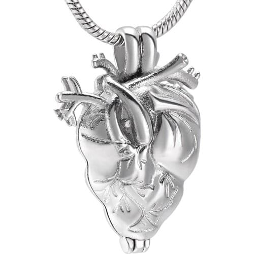 Memorial Urn Necklace Unisex Cremation Jewelry for Ashes Stainless Steel Anatomical Heart Pendant Locket Keepsake