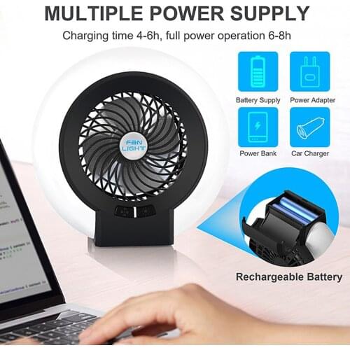 Tent Fan with Light Rechargeable Car 2-mode Camping Lantern Personal Travel