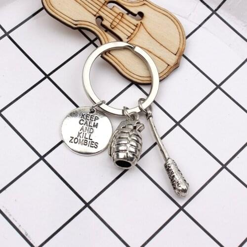 New Fashion KeychainThe Walking Dead Pendants DIY Men Jewelry Car Key Chain Holder Souvenir For GiftKeep calm and kill Grenade