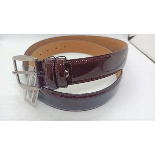 With patent leather Stitching Maroon 3,5 cm Fabric and Canvas Pantılona According To Belt
