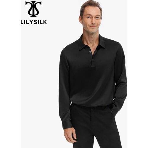 LilySilk Silk Polo Shirt Men Pure color New Free Shipping
