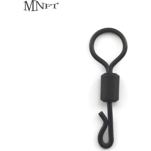 MNFT 100Pcs Big Eye Swivel Black Carp FishingTerminal Tackle Rigs Quick Change Ring Link Loops