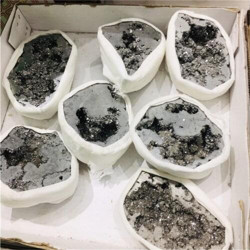 Gray electroplated Crystal druzy gemstone geode meditation reiki healing crystal home decoration as gift